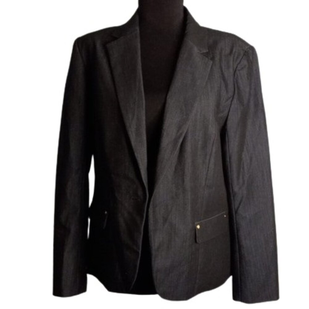 Anne Klein M Blazer Blue Lined Dressy Jacket - Picture 1 of 9
